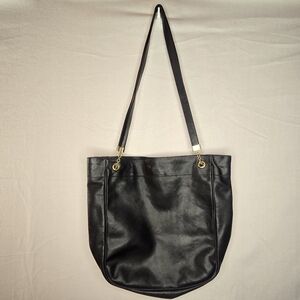 Bottega Veneta Marco Polo Bucket Shoulder Bag Black Leather Gold Hardware Tote